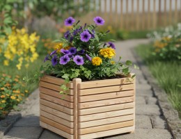 Donica Otto z modrzewia – naturalna donica drewniana do ogrodu