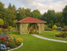 Duża altana z drewnianym dachem - Romantica