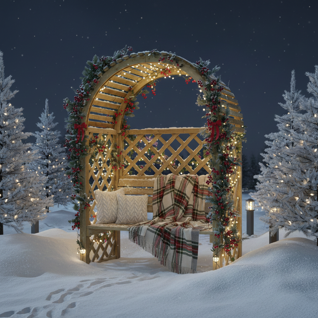 Pergola ogrodowa Chiltern w świątecznej scenerii